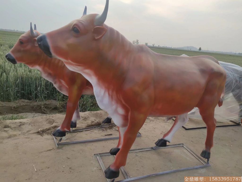 玻璃钢牛雕塑 黄牛动物雕塑2