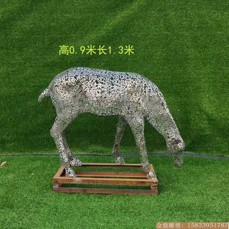 不锈钢各种姿态小鹿雕塑 景观小鹿雕塑2